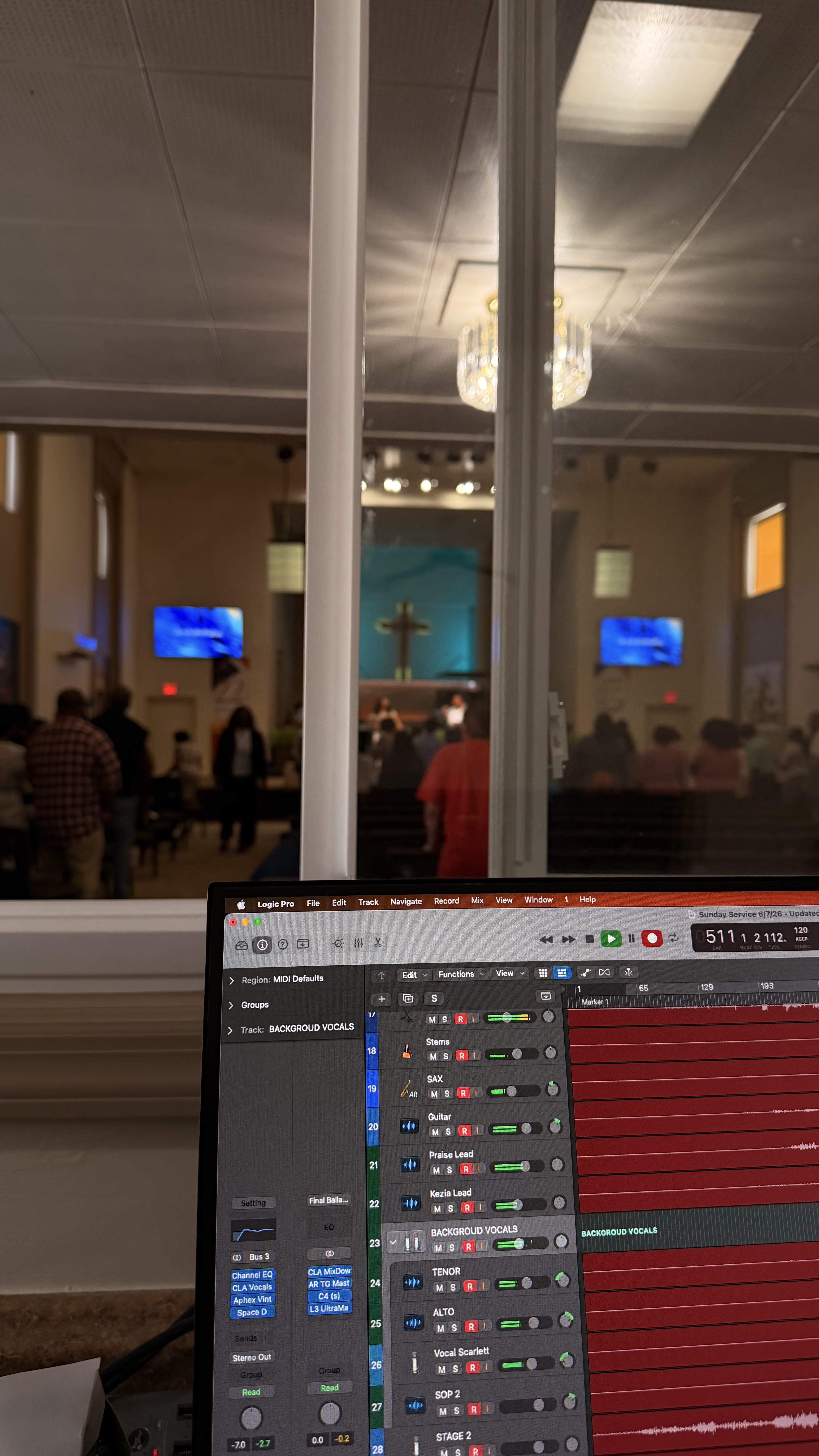 Live audio booth during service